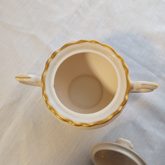Old Ivory Gold Rim Cream & Sugar Syracuse China -SEE PHOTOS- Tiny Chip - Picture 14 of 16